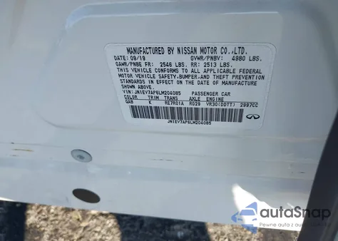 2020 Infiniti Q50 Sport из США, поврежденный, VIN JN1EV7AP6LM204085